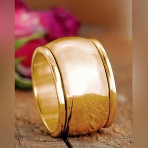 Cigar Band 18k Gold Plated Titanium Steel Band Ring